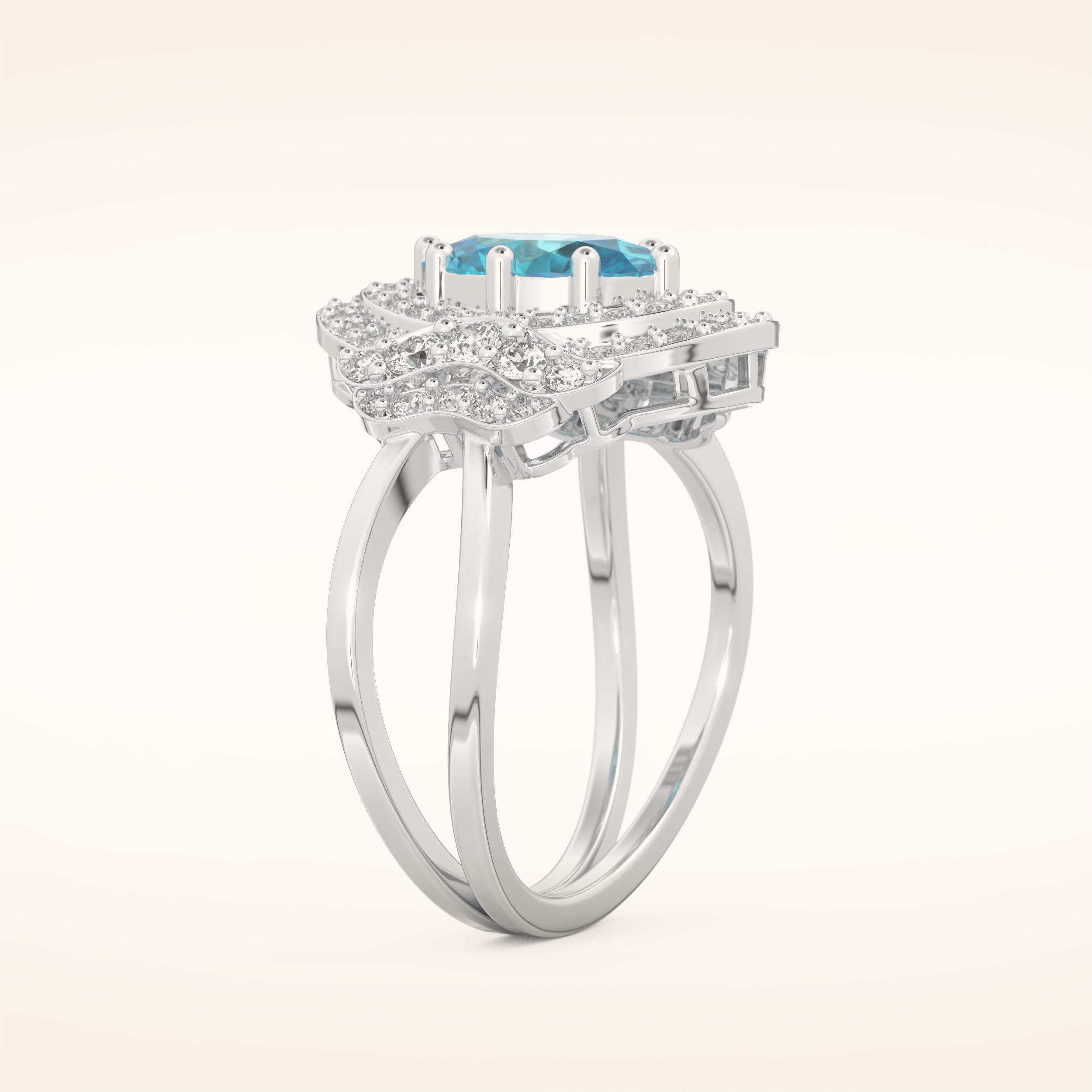 1.43 CT Oval Shaped Cluster & Split Shank Moissanite Engagement Ring