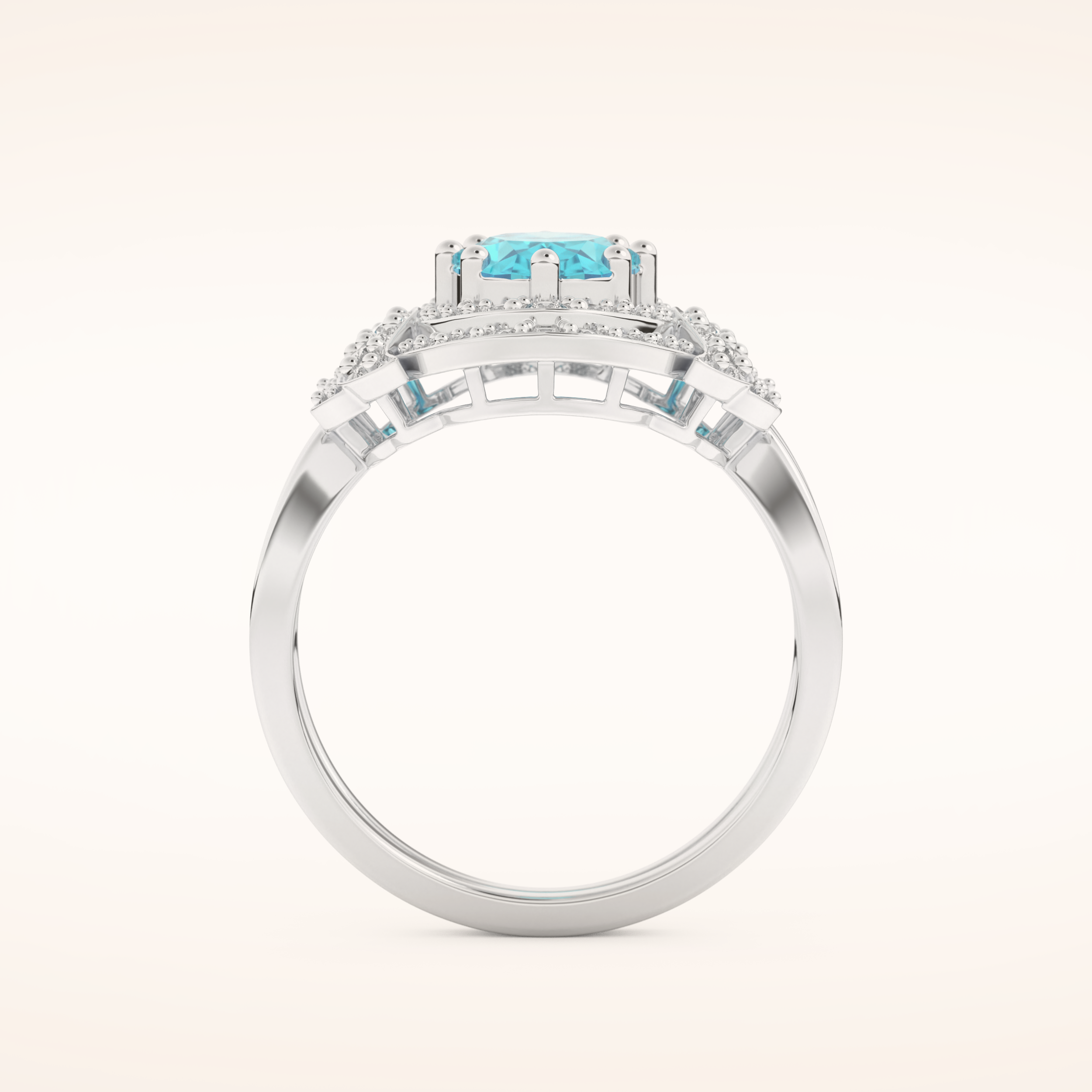 1.43 CT Oval Shaped Cluster & Split Shank Moissanite Engagement Ring