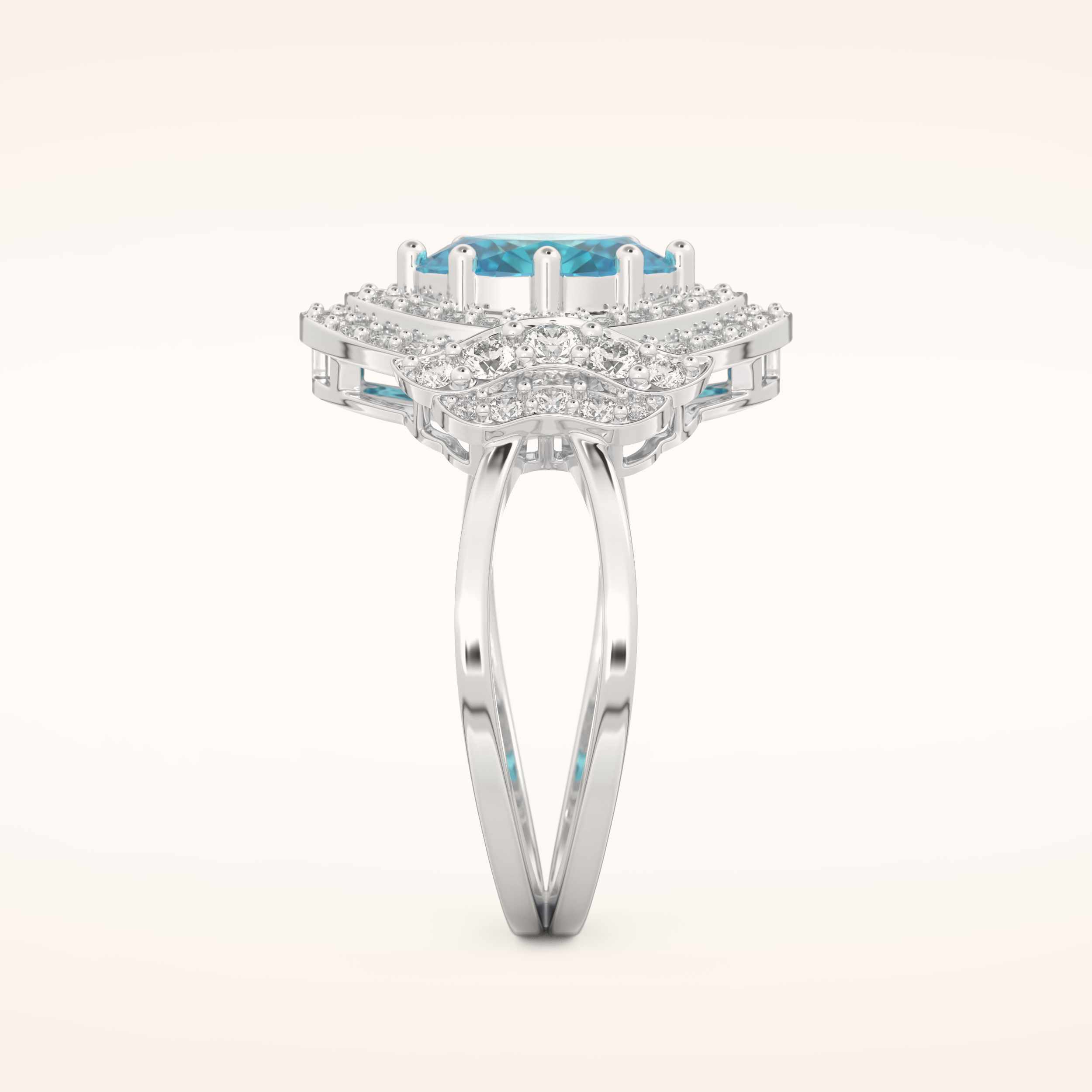 1.43 CT Oval Shaped Cluster & Split Shank Moissanite Engagement Ring