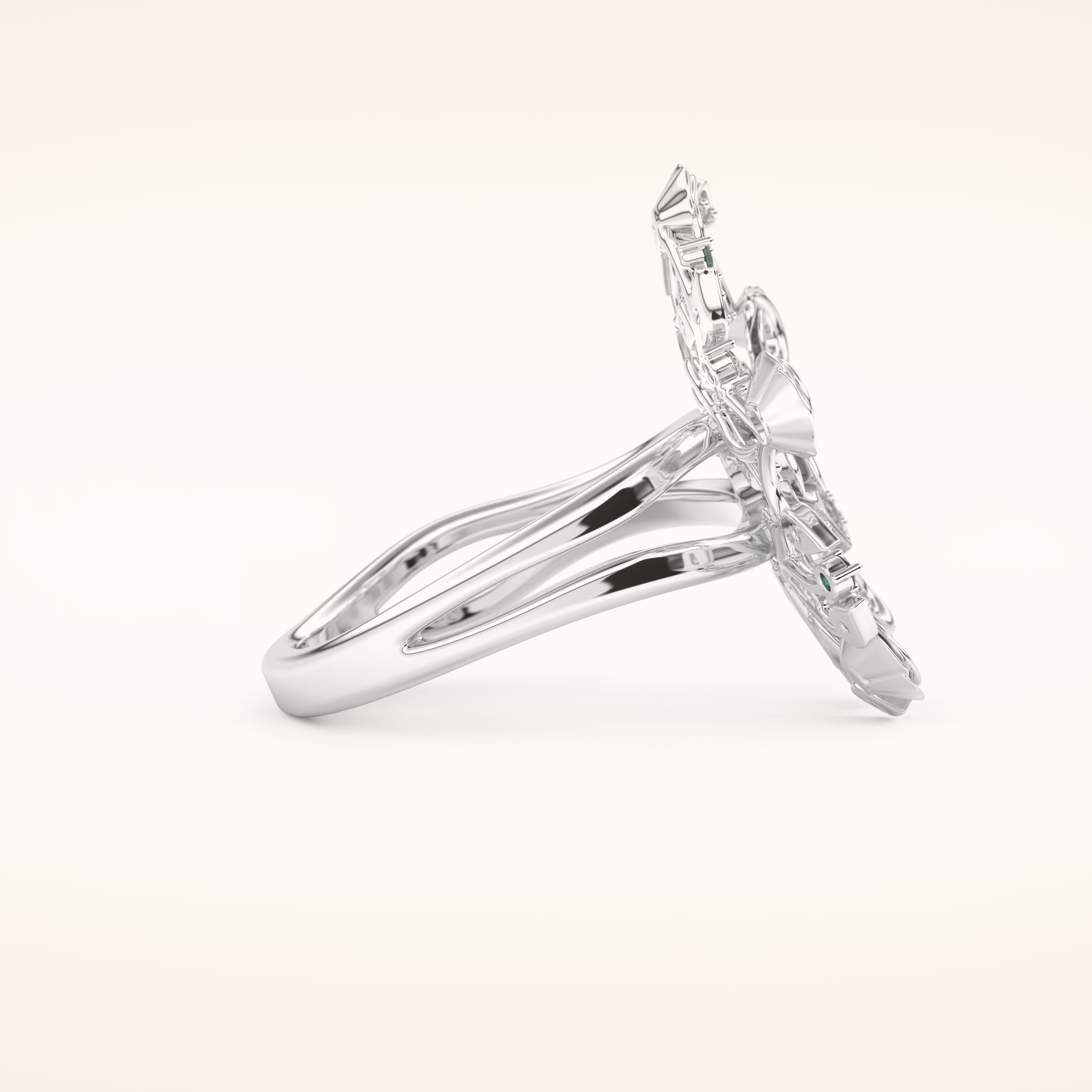 0.13 TCW Round Shaped Moissanite Multiple Stone Wedding Band