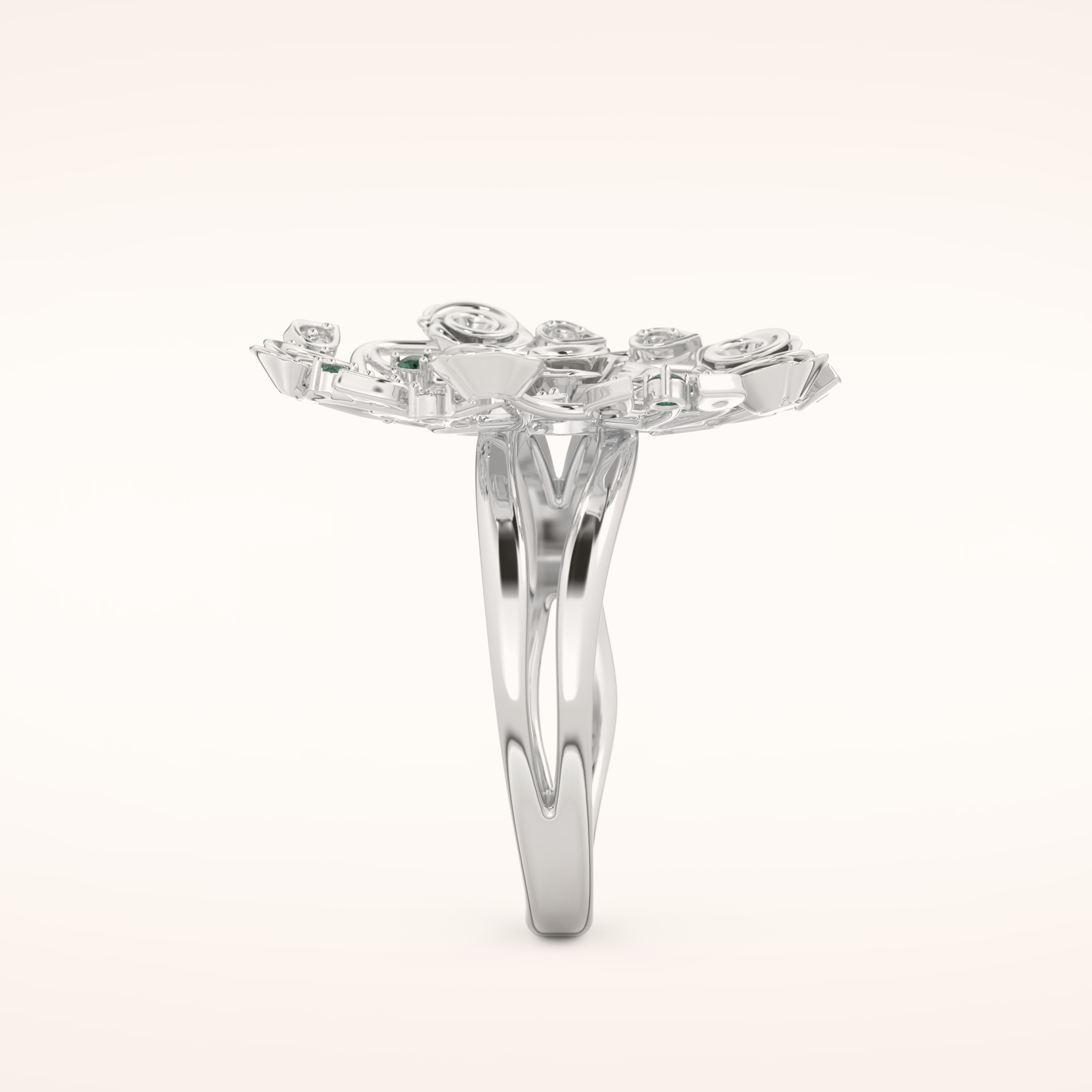 0.13 TCW Round Shaped Moissanite Multiple Stone Wedding Band