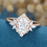 Oval Cluster Lab Grown Diamond Engagement Ring