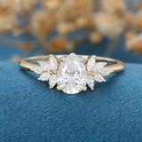 Pear Cluster Lab Grown Diamond Engagement Ring