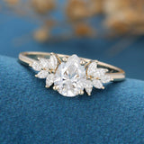 Pear Cluster Lab Grown Diamond Engagement Ring