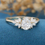 Pear Cluster Lab Grown Diamond Engagement Ring