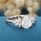 Pear Cluster Lab Grown Diamond Engagement Ring