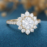 Round Halo & Pave Lab Grown Diamond Engagement Ring