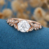 Round Vintage Cluster Lab Grown Diamond Engagement Ring