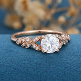 Round Vintage Cluster Lab Grown Diamond Engagement Ring