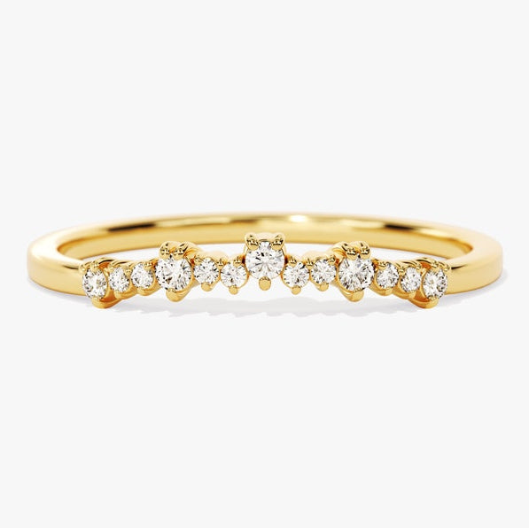 0.11 TCW Round Curved Lab Grown Diamond Wedding Band