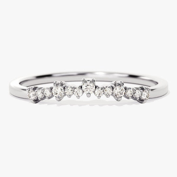 0.11 TCW Round Curved Lab Grown Diamond Wedding Band