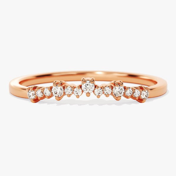 0.11 TCW Round Curved Lab Grown Diamond Wedding Band