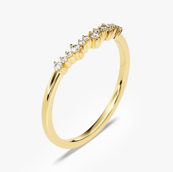 0.11 TCW Round Curved Lab Grown Diamond Wedding Band