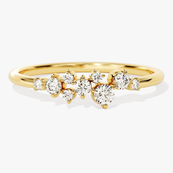 0.14 TCW Round Cluster Lab Grown Diamond Wedding Band