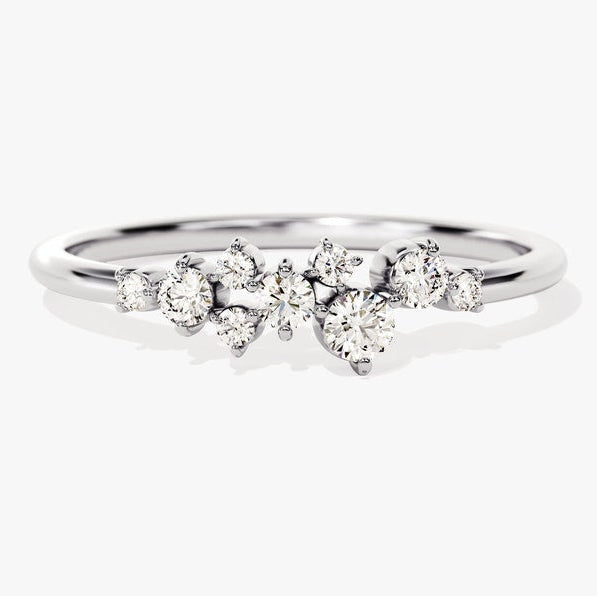 0.14 TCW Round Cluster Lab Grown Diamond Wedding Band