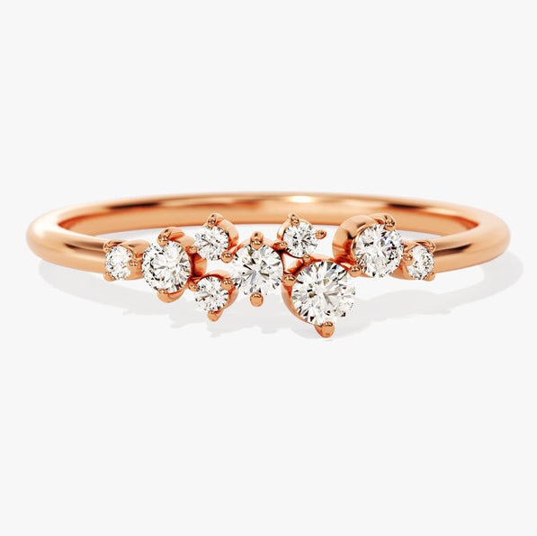 0.14 TCW Round Cluster Lab Grown Diamond Wedding Band