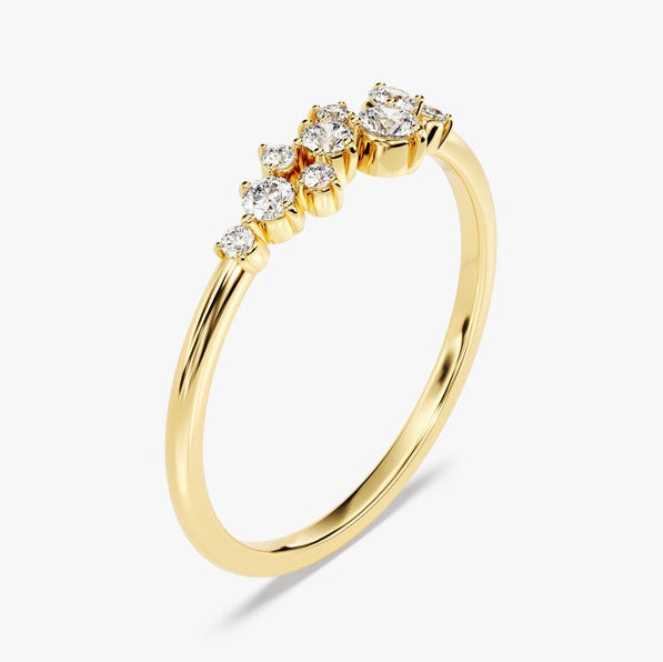 0.14 TCW Round Cluster Lab Grown Diamond Wedding Band
