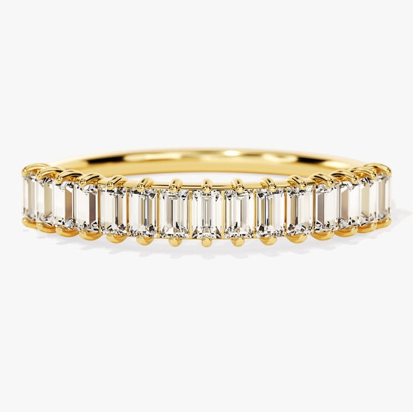 0.70 TCW Baguette Half Eternity Lab Grown Diamond Wedding Band