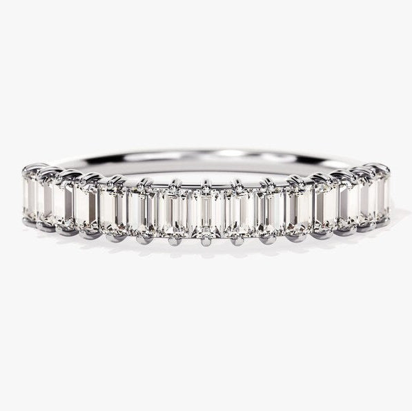 0.70 TCW Baguette Half Eternity Lab Grown Diamond Wedding Band