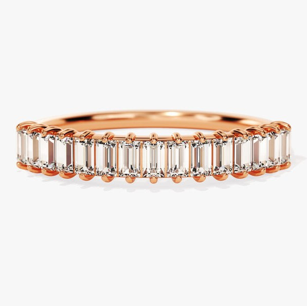 0.70 TCW Baguette Half Eternity Lab Grown Diamond Wedding Band