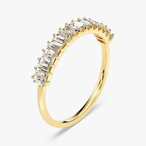 0.70 TCW Baguette Half Eternity Lab Grown Diamond Wedding Band