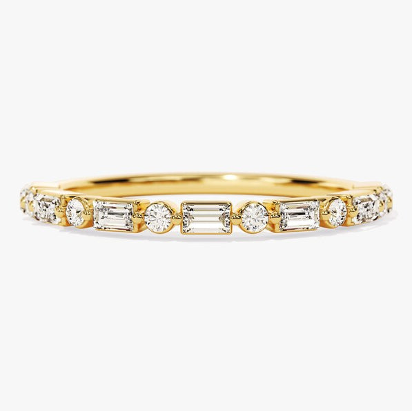 0.44 TCW Baguette & Round Half Eternity Lab Grown Diamond Wedding Band