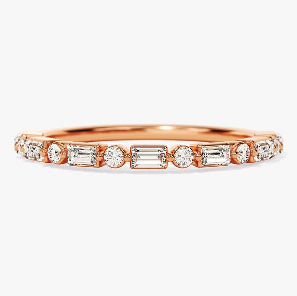 0.44 TCW Baguette & Round Half Eternity Lab Grown Diamond Wedding Band