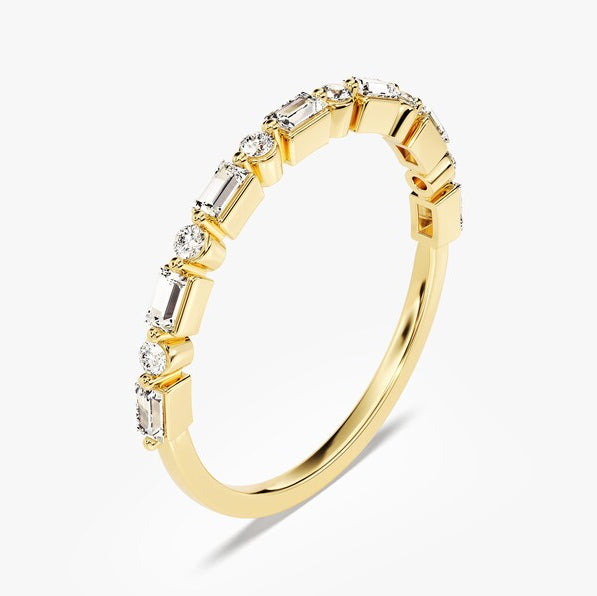 0.44 TCW Baguette & Round Half Eternity Lab Grown Diamond Wedding Band