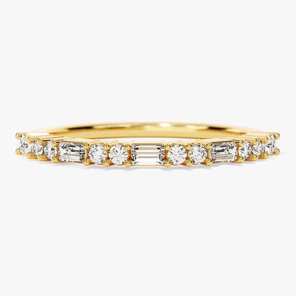 0.35 TCW Baguette & Round Half Eternity Lab Grown Diamond Wedding Band