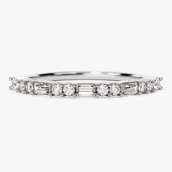 0.35 TCW Baguette & Round Half Eternity Lab Grown Diamond Wedding Band