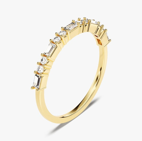 0.35 TCW Baguette & Round Half Eternity Lab Grown Diamond Wedding Band