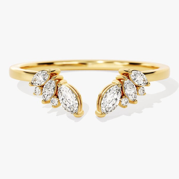 0.33 TCW Marquise & Round Open & Cluster Lab Grown Diamond Wedding Band