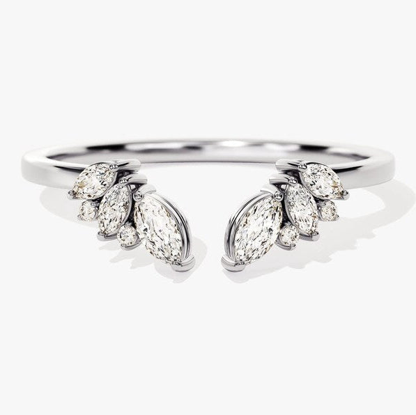 0.33 TCW Marquise & Round Open & Cluster Lab Grown Diamond Wedding Band