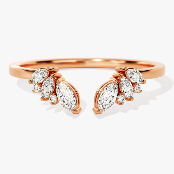 0.33 TCW Marquise & Round Open & Cluster Lab Grown Diamond Wedding Band