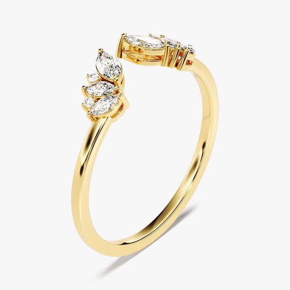 0.33 TCW Marquise & Round Open & Cluster Lab Grown Diamond Wedding Band