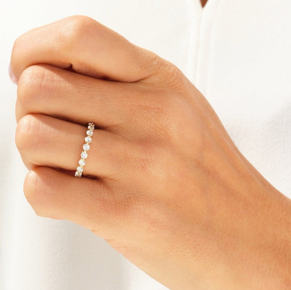 0.55 TCW Round Half Eternity Lab Grown Diamond Wedding Band