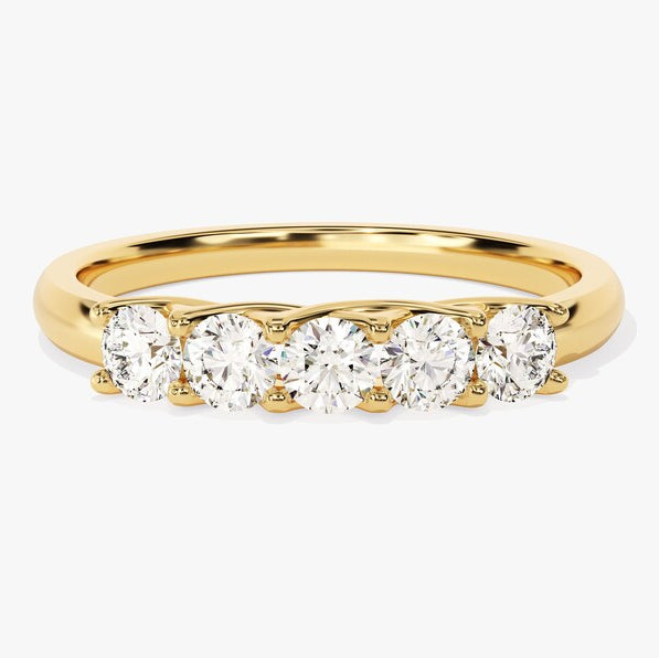 0.50 TCW Round Five Stone Lab Grown Diamond Wedding Band