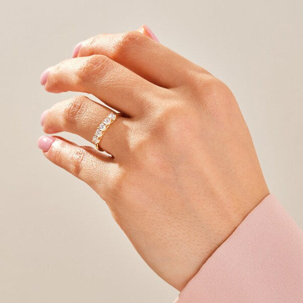 0.50 TCW Round Five Stone Lab Grown Diamond Wedding Band