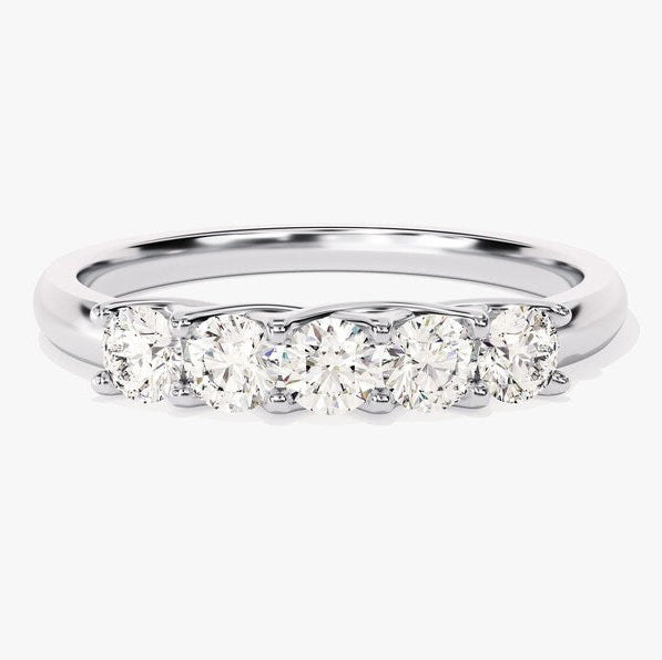 0.50 TCW Round Five Stone Lab Grown Diamond Wedding Band