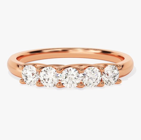 0.50 TCW Round Five Stone Lab Grown Diamond Wedding Band