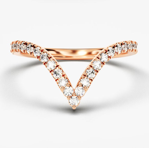 0.40 TCW Round Curved Lab Grown Diamond Wedding Band