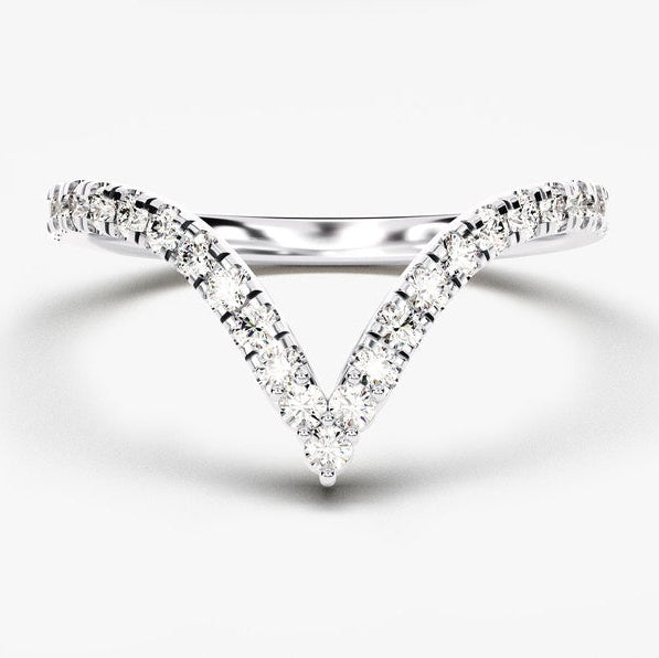 0.40 TCW Round Curved Lab Grown Diamond Wedding Band