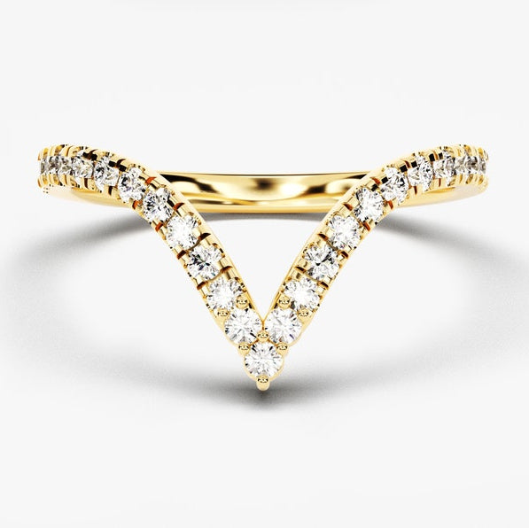 0.40 TCW Round Curved Lab Grown Diamond Wedding Band