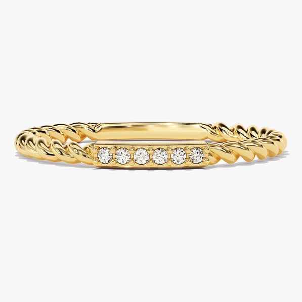 0.04 TCW Round Twisted Lab Grown Diamond Wedding Band