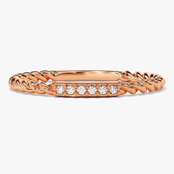 0.04 TCW Round Twisted Lab Grown Diamond Wedding Band