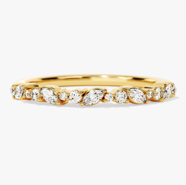 0.25 TCW Marquise & Round Cluster Lab Grown Diamond Wedding Band