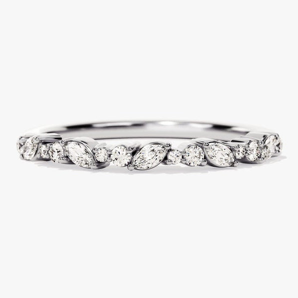 0.25 TCW Marquise & Round Cluster Lab Grown Diamond Wedding Band