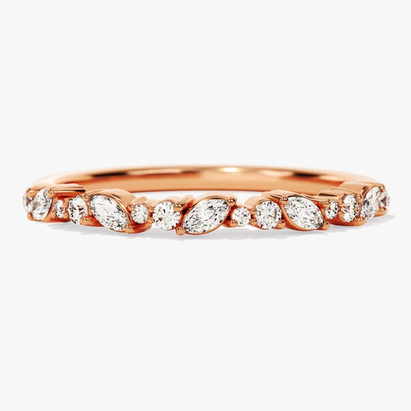 0.25 TCW Marquise & Round Cluster Lab Grown Diamond Wedding Band