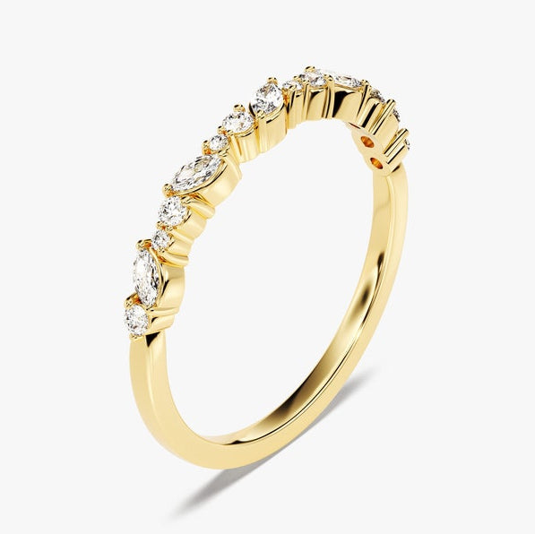 0.25 TCW Marquise & Round Cluster Lab Grown Diamond Wedding Band