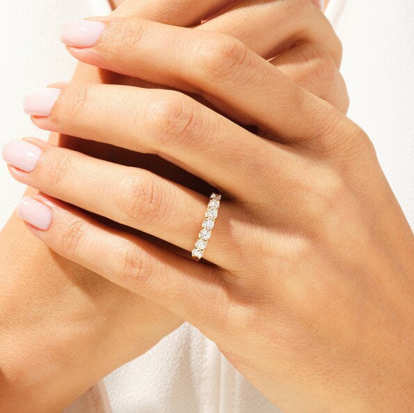 0.70 TCW Round Seven Stone Lab Grown Diamond Wedding Band